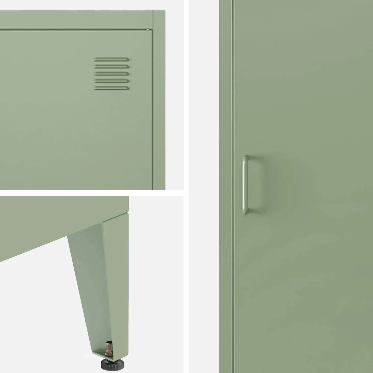 Set of 3 metal cabinets/lockers with 4 storage compartments, industrial-style