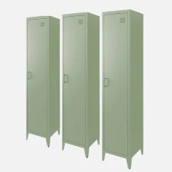 Set of 3 metal cabinets/lockers with 4 storage compartments, industrial-style