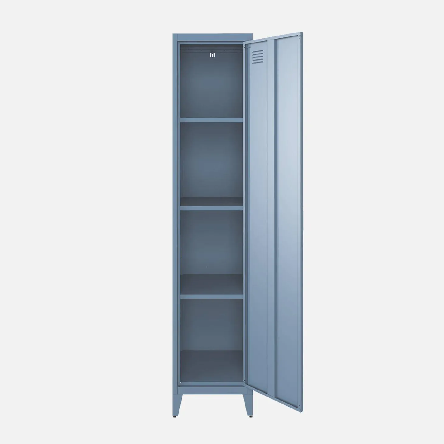 Set of 3 metal cabinets/lockers with 4 storage compartments, industrial-style