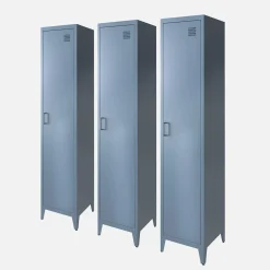 Set of 3 metal cabinets/lockers with 4 storage compartments, industrial-style