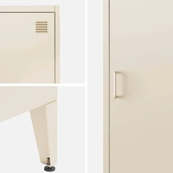 Set of 3 metal cabinets/lockers with 4 storage compartments, industrial-style