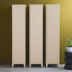 Set of 3 metal cabinets/lockers with 4 storage compartments, industrial-style