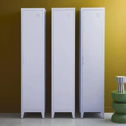 Set of 3 metal cabinets/lockers with 4 storage compartments, industrial-style