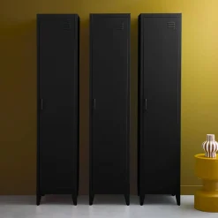 Set of 3 metal cabinets/lockers with 4 storage compartments, industrial-style