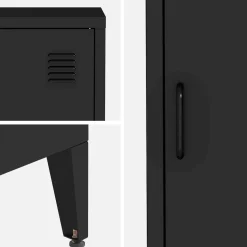 Set of 3 metal cabinets/lockers with 4 storage compartments, industrial-style
