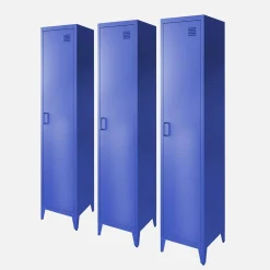 Set of 3 metal cabinets/lockers with 4 storage compartments, industrial-style