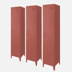 Set of 3 metal cabinets/lockers with 4 storage compartments, industrial-style