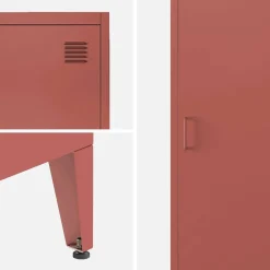 Set of 3 metal cabinets/lockers with 4 storage compartments, industrial-style