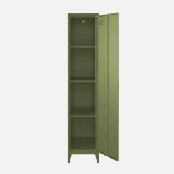 Set of 3 metal cabinets/lockers with 4 storage compartments, industrial-style