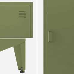 Set of 3 metal cabinets/lockers with 4 storage compartments, industrial-style