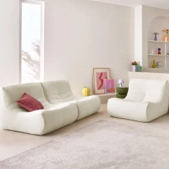 Set of 3 modular armchairs in boucle fabric