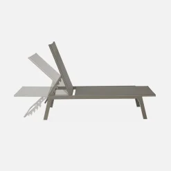 Set of 2 multi-position deckchairs, textilene and steel