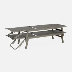 Set of 2 multi-position deckchairs, textilene and steel
