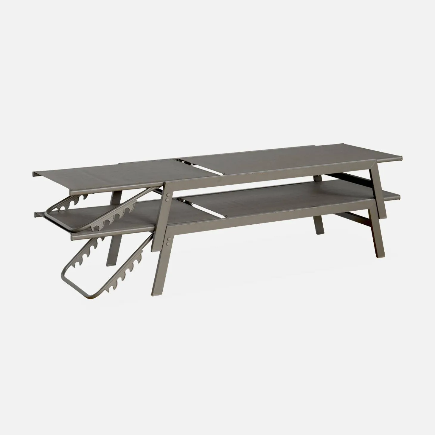 Set of 2 multi-position deckchairs, textilene and steel