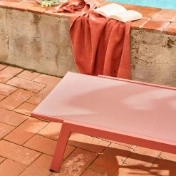 Set of 2 multi-position deckchairs, textilene and steel