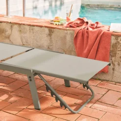 Set of 2 multi-position deckchairs, textilene and steel