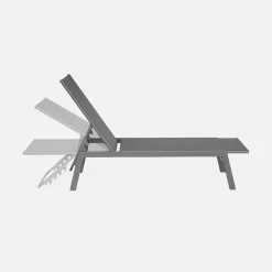 Set of 2 multi-position deckchairs, textilene and steel