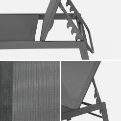 Set of 2 multi-position deckchairs, textilene and steel