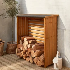 Set of 2 natural fir wood log racks