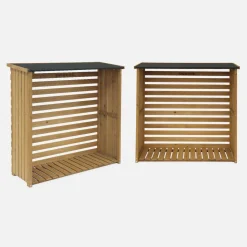 Set of 2 natural fir wood log racks