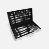 Set of 18 pieces barbecue tool set with a case