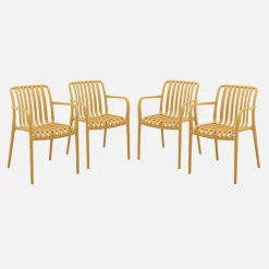 Set of 4 plastic garden armchairs