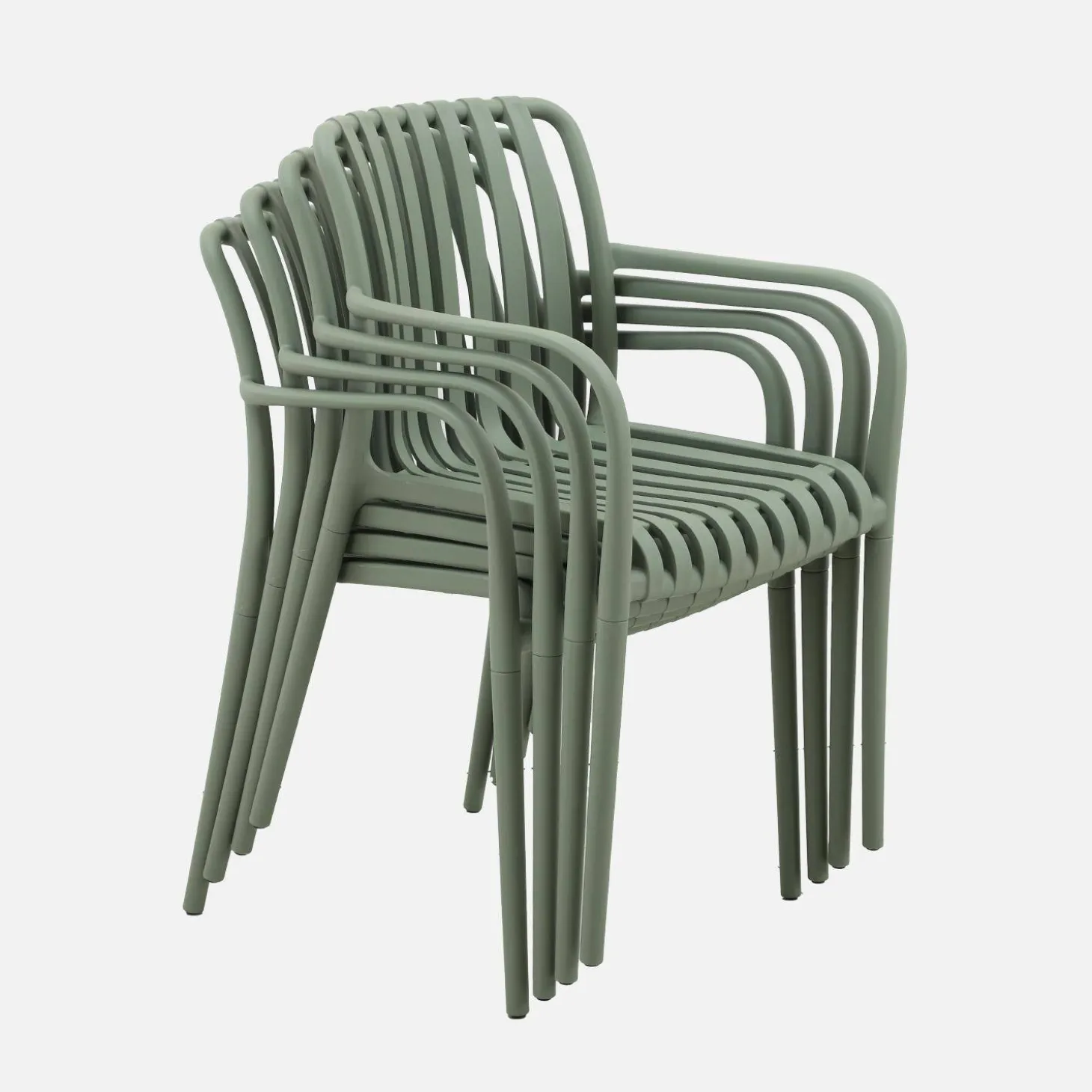 Set of 4 plastic garden armchairs