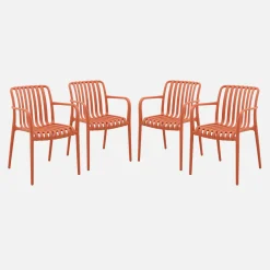 Set of 4 plastic garden armchairs