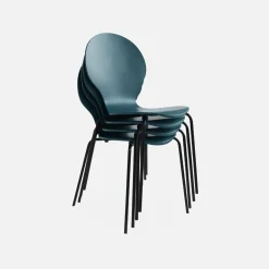Set of 4 retro wooden stacking chairs