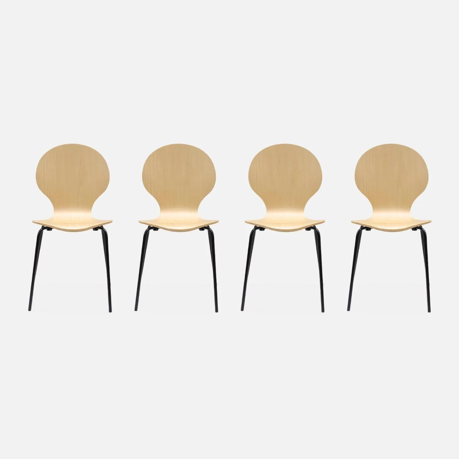 Set of 4 retro wooden stacking chairs