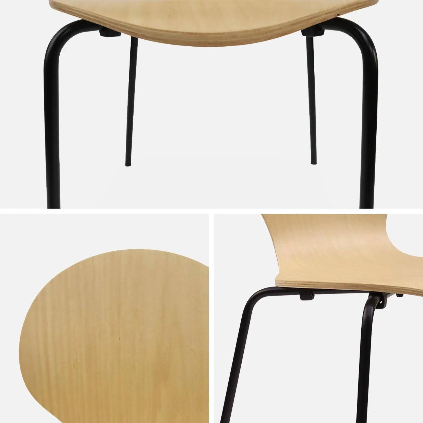 Set of 4 retro wooden stacking chairs