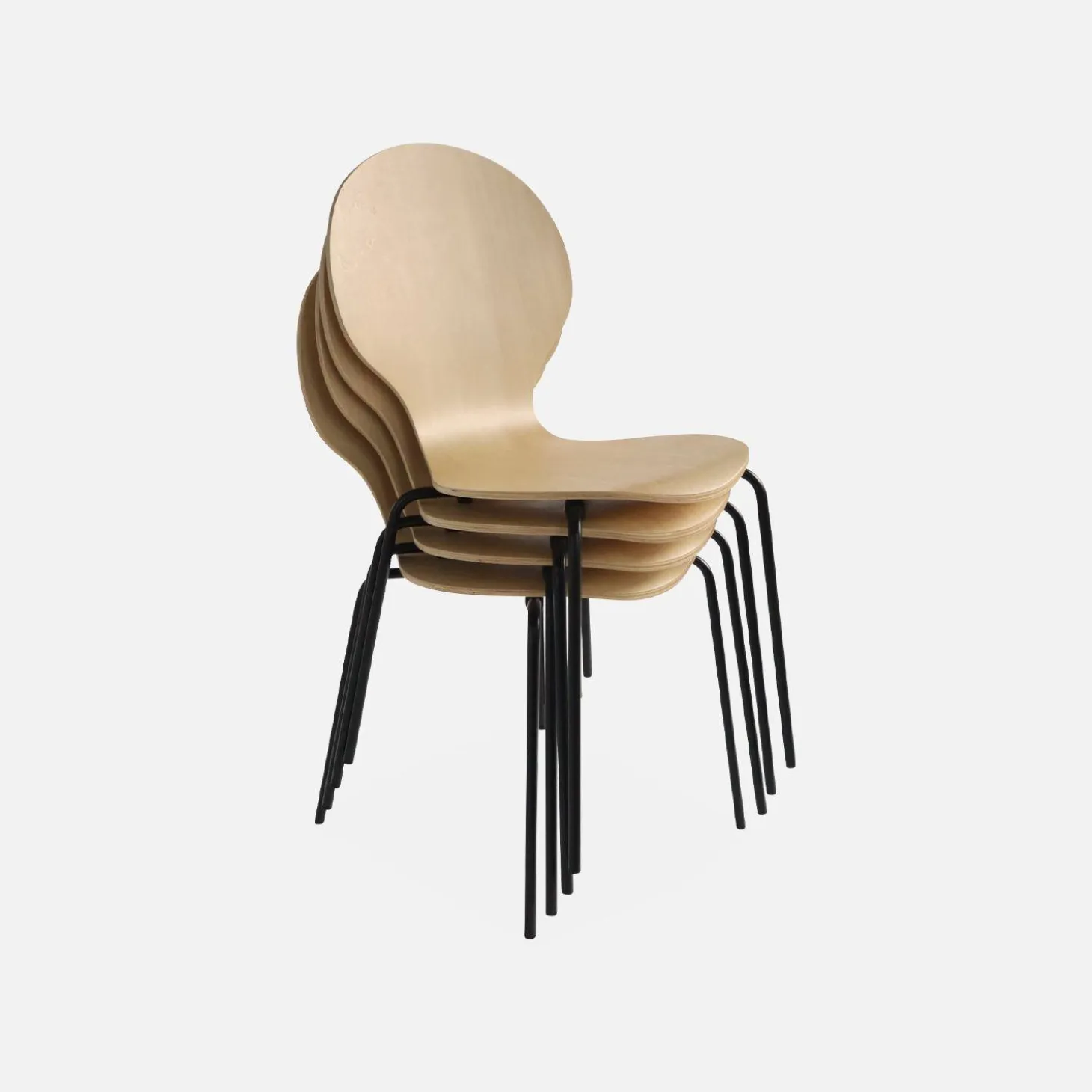 Set of 4 retro wooden stacking chairs