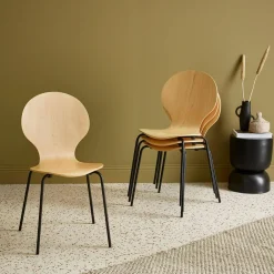 Set of 4 retro wooden stacking chairs