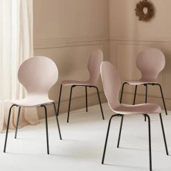 Set of 4 retro wooden stacking chairs