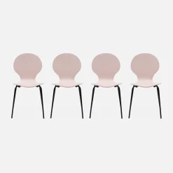 Set of 4 retro wooden stacking chairs