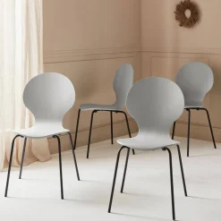 Set of 4 retro wooden stacking chairs