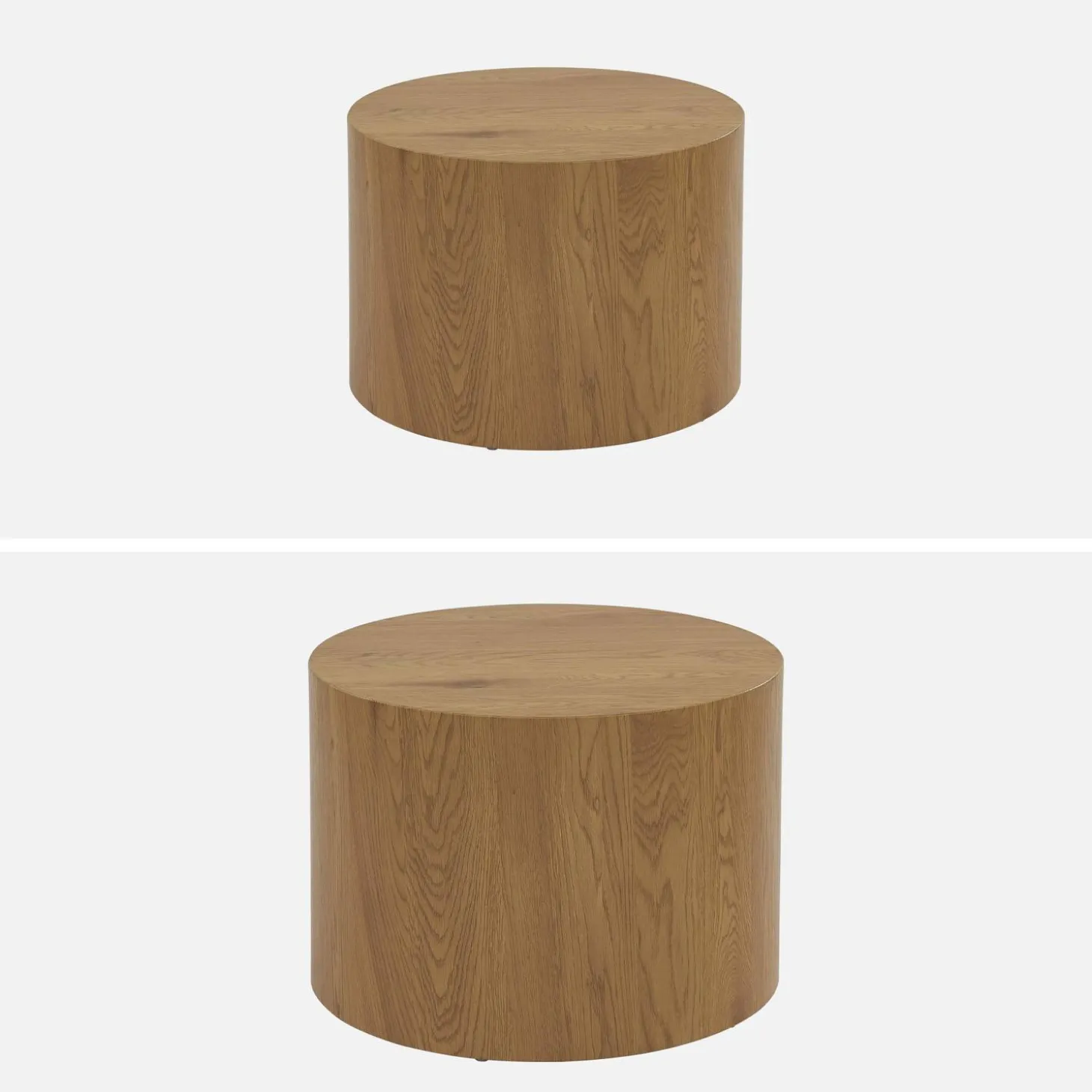 Set of 2 round nesting coffee tables wood effect