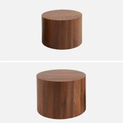 Set of 2 round nesting coffee tables wood effect