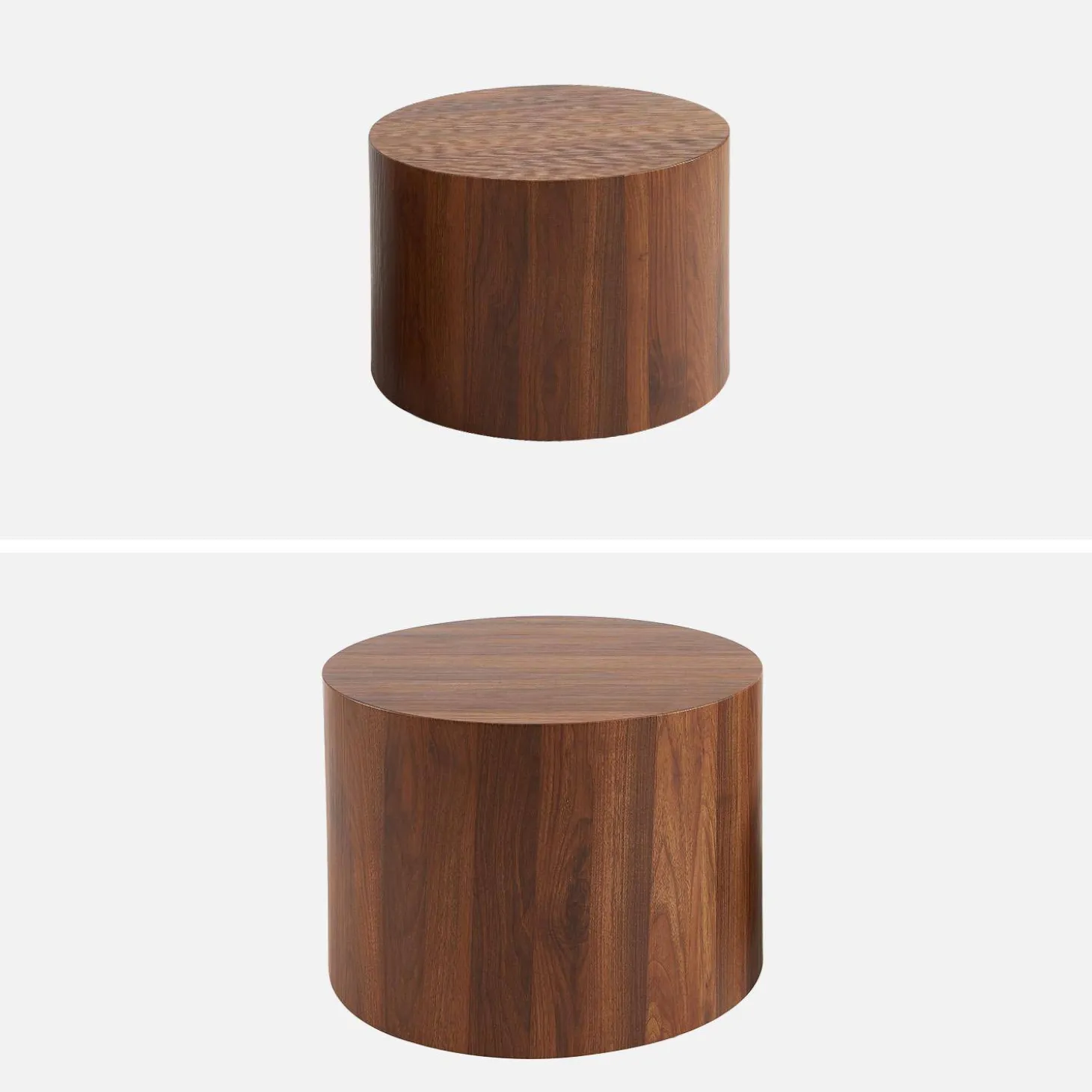 Set of 2 round nesting coffee tables wood effect
