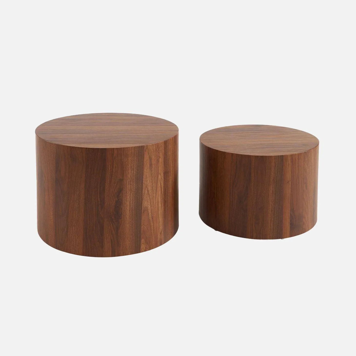 Set of 2 round nesting coffee tables wood effect