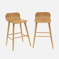 Set of 2 scandinavian bar stools in rubberwood