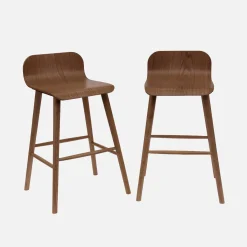 Set of 2 scandinavian bar stools in rubberwood