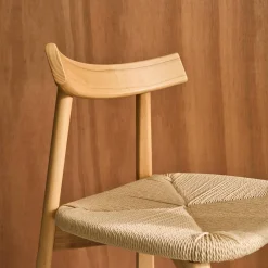 Set of 2 Scandinavian chairs in rubberwood with rope seat
