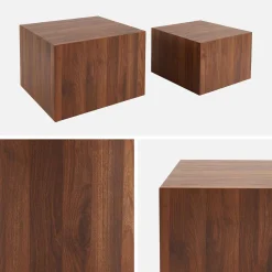 Set of 2 square wood effect nesting coffee tables