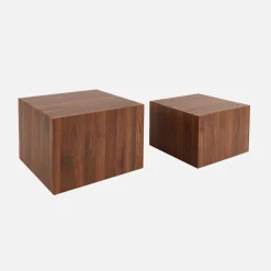 Set of 2 square wood effect nesting coffee tables