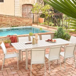 Set of 4 stackable aluminium garden chairs