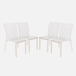 Set of 4 stackable aluminium garden chairs