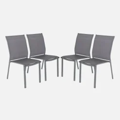 Set of 4 stackable aluminium garden chairs