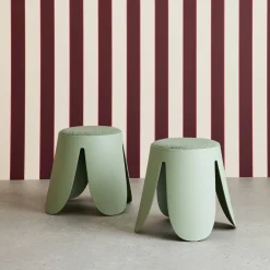 Set of 2 stackable children's stools in polypropylene and textured boucle