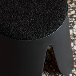 Set of 2 stackable children's stools in polypropylene and textured boucle